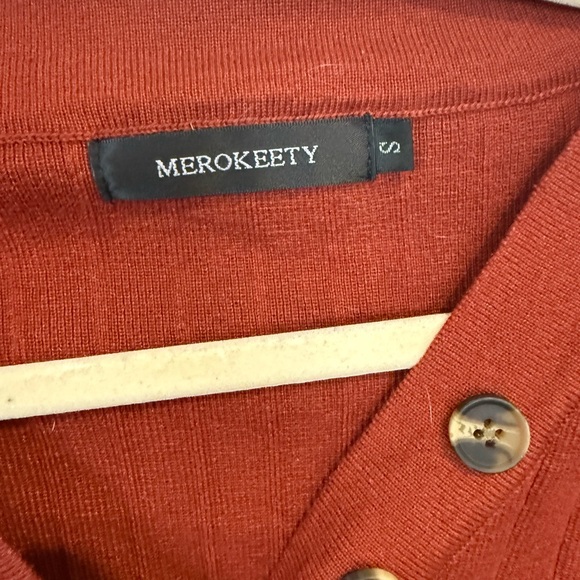 Women's V-Neck Button Sweater - Rust - Picture 2 of 6